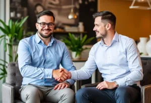 Two entrepreneurs making a business partnership