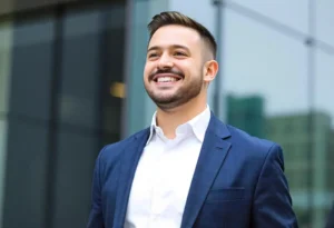 man smiling after incorporating his business.